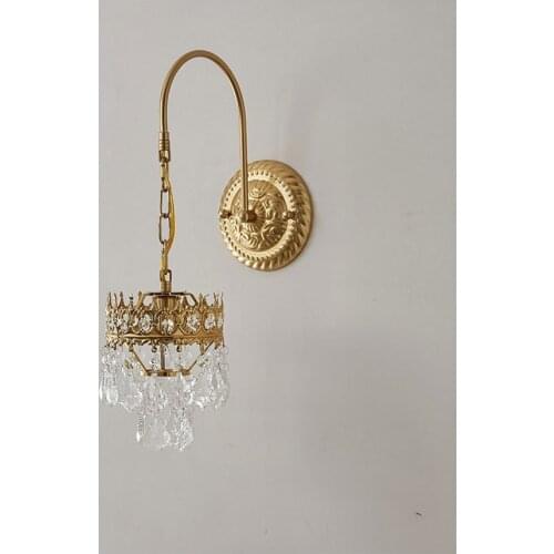 Nordic Crystal Wall Lamp Beside Bedroom Bathroom Mirror Light American Style LED Wall Sconces Vintage French Lighting Luminaire