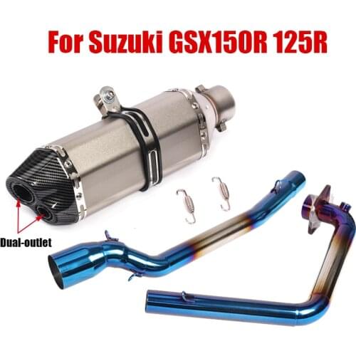 Exhaust System For Suzuki GSX150R 125R Dual-outlet Muffler End Tips 51mm Slip On Front Header Connecting Link Tube