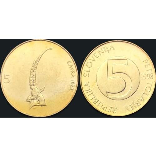 Slovenian 5 Torral Coin Animal Sheep 100% Real Genuine Original Coin Comemorative Coin Collection Rare Unc