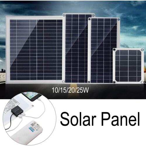 10/15/20/25W Solar Panel Dual USB+10A Solar Charger+DC Line For Battery Cell Phone Chargers Cigarette Lighter