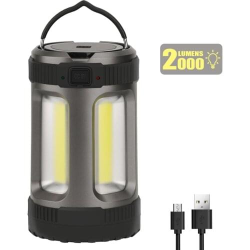 LED Camping Lantern, 2000LM Rechargeable Battery Powered Bright COB Lights Outdoor Portable