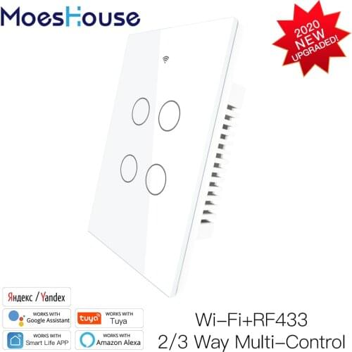 4 Gang Smart Glass Panel Switch Smart Life/Tuya App Multi-Control Association, Voice Control with Alexa,Google Home US AU