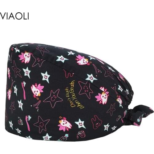 High Quality Tooth Print Dentist Caps Pet Veterinary Nurse Hat Multicolor Hospital Doctor Cap Medical Scrub Hat Wholesale Prices