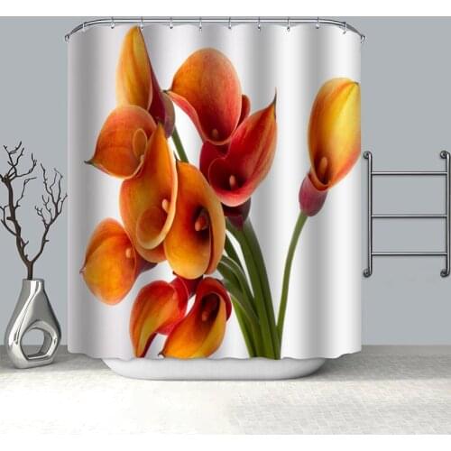 Custom Flowers Calla Lily Shower Curtain Modern Style Set Hook Natural Landscape Home Decoration Bathroom Curtains Frabic Print