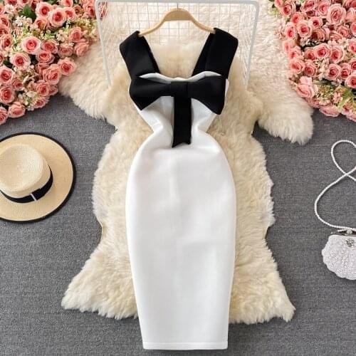 High Quality Fashion Vestidos Mujer Verano 2021 Patchwork slim Dress Backless Suspender Sexy Dress casual