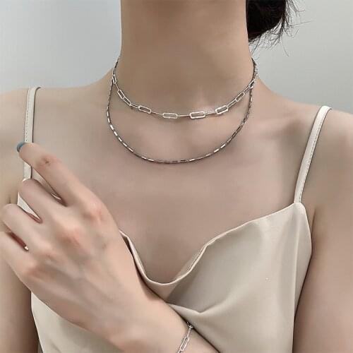 VENTFILLE 925 Sterling Silver Individual Small Square Clavicle Chain Fashion Temperament Female Simple Bamboo Necklace Original