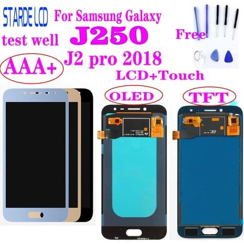 AAA+ Amoled LCD For Samsung Galaxy J2 pro 2018 J250 J250F J250H LCD Display Touch Screen Digitizer Glass Assembly J250 LCD