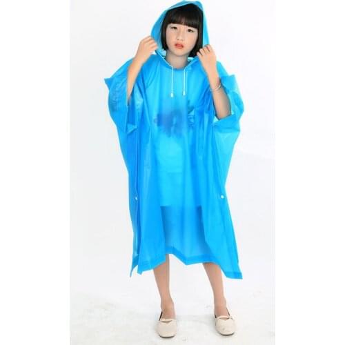1 PC Rain Poncho Non-Disposable Travel Rain Gear Coat Outdoor Hiking Accessories Child Raincoat Kids Rainwear Waterproof