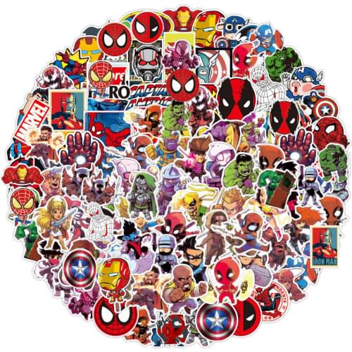 10/50 Pcs/Lot Cartoon Marvel Stickers Cool The Avengers Waterproof Luggage Laptop Skateboard Guitar Stiker Kid Toy