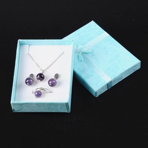 12pcs Rectangle Cardboard Jewelry Set Boxes with Bowknot and Sponge for Jewelry Display Storage Gift Box 90x70x30mm