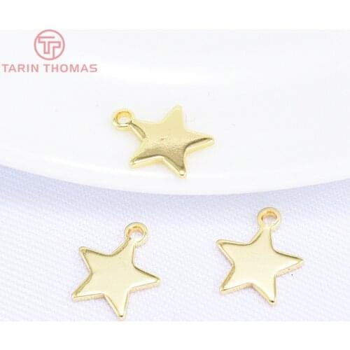 20PCS 10MM 24K Gold Color Plated Brass Star End Beads Charms Pendants High Quality Diy Jewelry Accessories