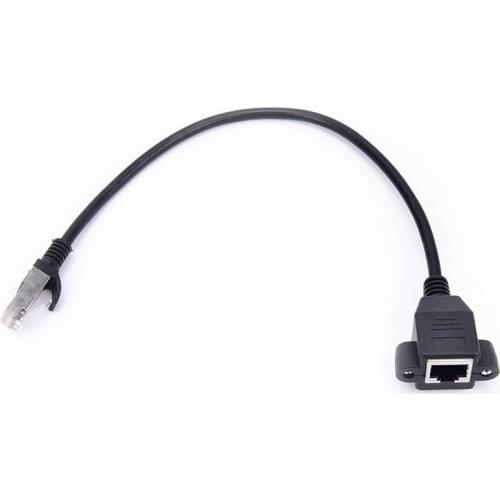 30cm RJ45 Cable Male to Female Screw Panel Mount Ethernet LAN Network Extension Cable
