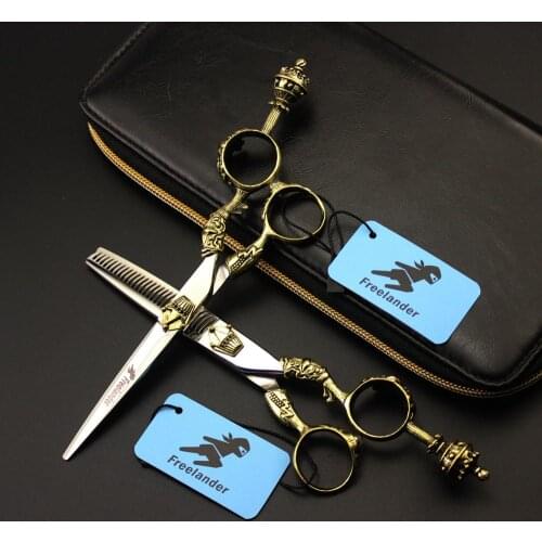 6.0 Inch Japan Pharaoh crown Cutting Scissors Professional Hairdressing Scissors Japan 440C Barbers Hair Shears Hair Cut Razor