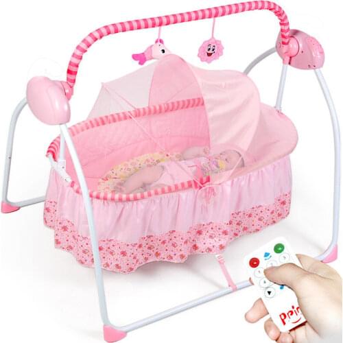 Big Space Electric Baby Cradle Baby Crib/ Infant Rocker, 3 Timing,3 Frequency, Plus Mosquito Net, Baby Swing Bed