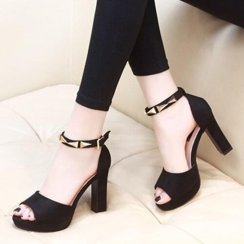 Sexy Open Toe Fashion Flock Thick Heel Platform Women Sandals Summer Pumps Shoes 10cm High Heels Casual Solid Female Sandals