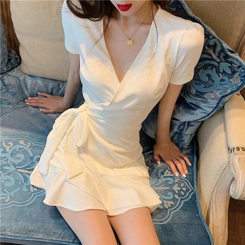 ZC2744 2020 Spring summer new women temperament fashion tide show thin short section irregular dress cheap wholesale