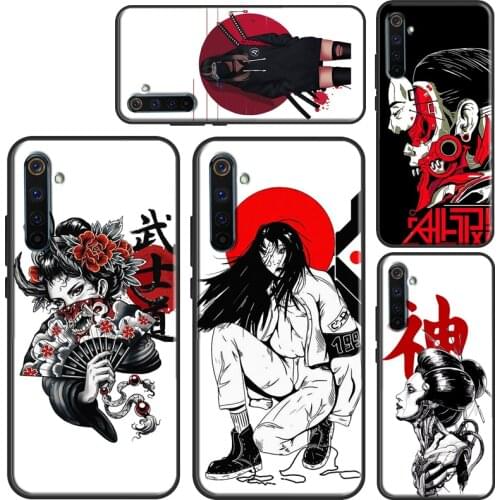 Japanese Geisha Girl Vaporwave Case For OnePlus 9 8 Pro Nord 7T 8T 9R Cover For Realme C3 C21 C11 C15 GT Neo 6 7 8 Q3 Pro