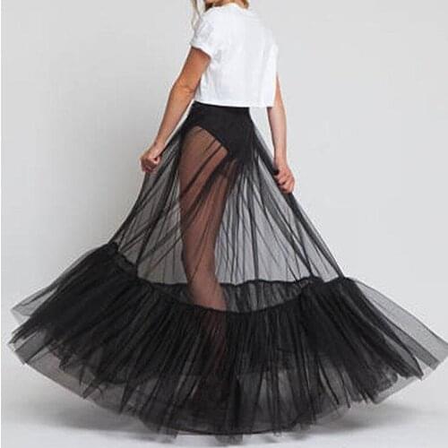 Black Detachable Tulle Sheer One Layer Maxi Skirt Handmade Perspective Skirts for Bridal Wedding Prom Cocktail Extravagant Skirt