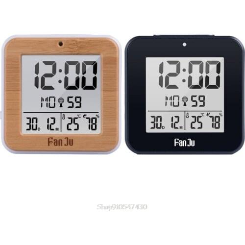 DCF Radio Controlled Digital Dual Alarm Clock Thermometer Hygrometer Automatic Backlight Table Alarm Clock D11 20 Dropship