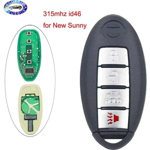 4 Buttons Keyless Entry Smart Remote Key Fob 3+1 Buttons 315MHz with ID46 Chip for Nissan New Sunny