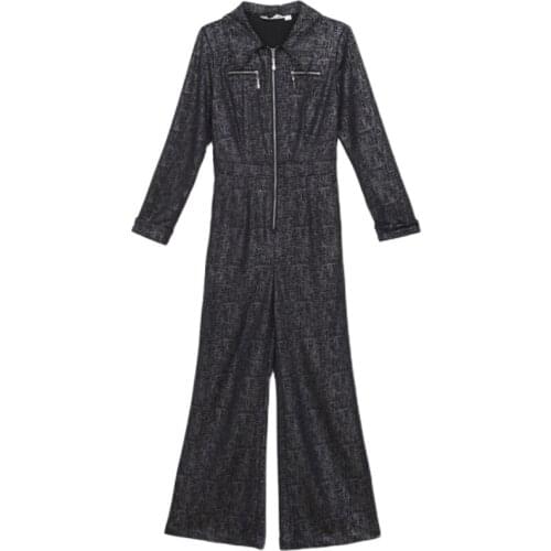 Elegant Spring Fall High Waist Wide Leg Pants Mono Mujer Macacao Feminino Plus Size Body Mujer Bodysuit Women Jumpsuit