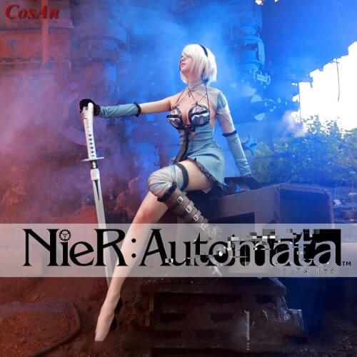 Hot Game NieR:Automata YoRHa 2B Cosplay Costume The High Quality Fashion Leisure Slip Dress Role Play Clothing Custom-Make Any