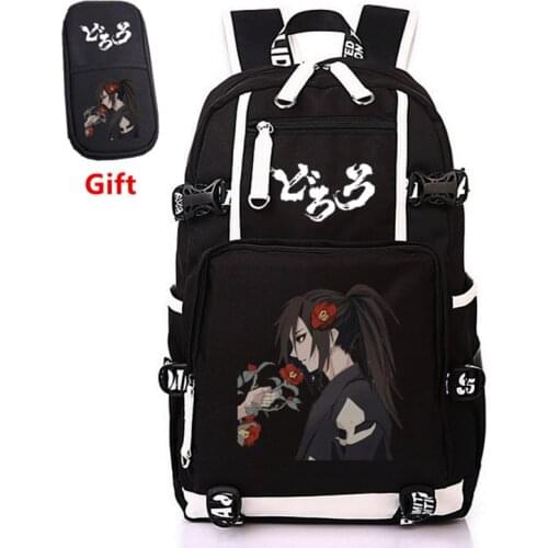 Hot Anime Dororo Hyakki Maru Cosplay Printing Backpack USB Charging Laptop Backpack Canvas Travel Bagpack Cartoon School Bags