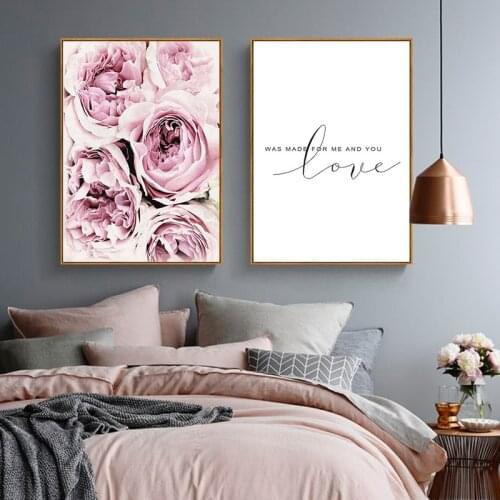 Beauty Flower Letter Nordic Home Decor Canvas Painting Modern Fashion Wall Art Poster Picture Scandinavian Art Print for Bedroom