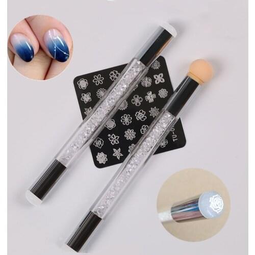 Gradient Pen Brush Glitter Powder Dotting Sponge Nail Art Tool Silicone Stamp Head Double-ended Acrylic UV Gel Painting Pen