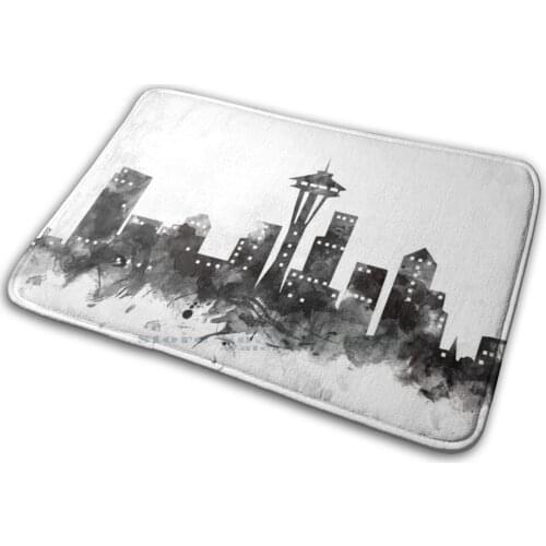 Seattle Skyline Mat Rug Carpet Anti-Slip Bedroom Entrance Door Mat Seattle United States Seattle Skyline Landmarks Cityscape