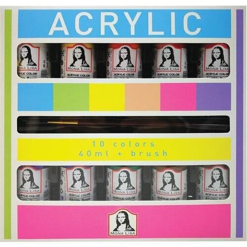 Monalisa Colorful Acrylic Paint 10 pcs 40 ml painter paint wood metal wall ceramic canvas paint washable quality hobby paint