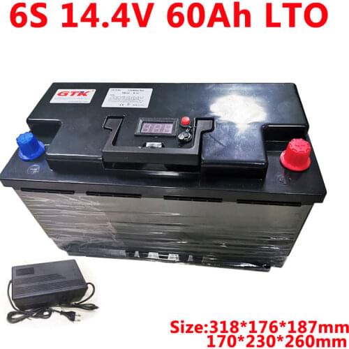 Lithium Titanate Automobile battery 14.4V 60Ah LTO RV/Golf car Camping Trolling Motor Battery high discharge +10A Charger