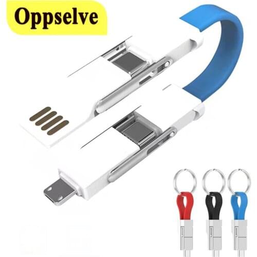 Magnetic USB Type C Adapter Cable 4 in 1 Magnetic Key Chain Micro USB Type-C Charge Cable USB-C Key Rings Keychains Magnet Cable