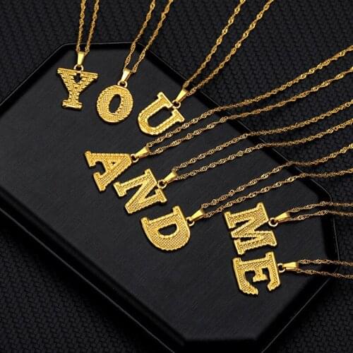 Fashion ABCK English Initial letter Pendant Necklace for women girls Gold Alphabet Pendants Choker neck Chain collars Collier
