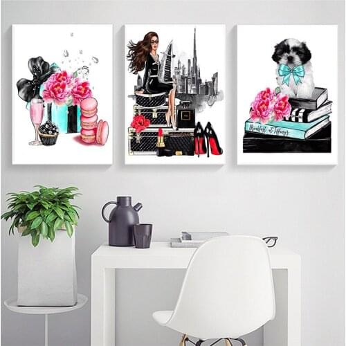 Fashion Prints Wall Art Bag Poster Fashion Canvas Painting Wall Pictures Style Girl Bedroom Decoration Girl Gift Cuadros