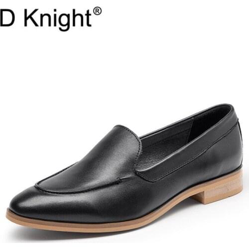 Fashion Pointed Toe Women Loafers Shoes Genuine Leather Slip On Soft Oxford Shoes For Woman Comfortable Ballet Casual Flat Shoes