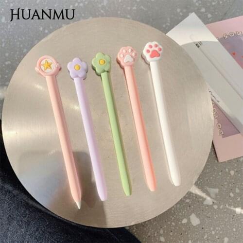 Cute Cat Paw Star Anti-scroll Soft Silicone Protective Sleeve Pouch Case Skin Cap Cover For Apple Pencil 1st 2ed Generation