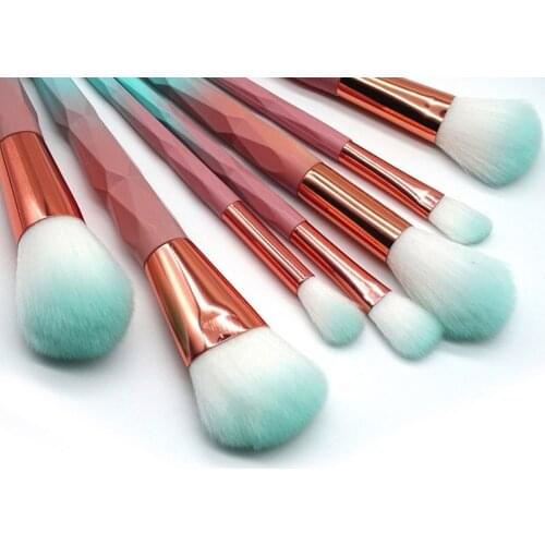 7/10 pcs Unicorn diamond Makeup Brushes Set Green Macarons color Facial Foundation Cosmetic Makeup Brush Kit