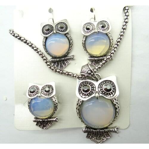 Natural stone Quartz Crystal Turquoises Opal lapis tiger eye charm owl pendant for diy Jewelry making necklace earring Bracelet