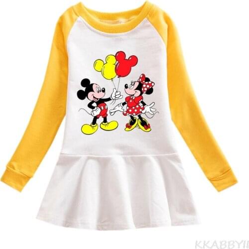 Minnie Mickey Mickey Mouse Foreign Trade New Childrens Wear Autumn Cartoon Hoodie Girls Dress Baby Cotton Skirt