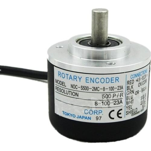 New NOC-S500-2MC-8-100-23A 8mm solid shaft 500 p/r incremental rotary encoder