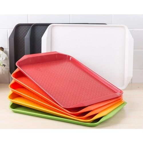 Fast Food Plastic Tray Rectangular Non Slip Restaurant Serving Tray Solid Color Thicken PP Kitchen Dining Tray Piatti Ceramica