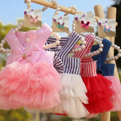 Cute Dog Tutu Dress for Small Dogs Chihuahua Stripe Print Dress Skirt Puppy cat Princess Clothes Apparel Vestidos Para Perritas