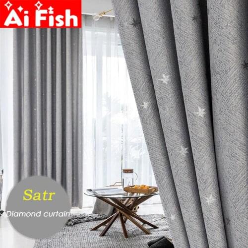 Simple Modern Childrens Cartoon Diamond Star Curtains Home Living Room Bedroom Blackout Heat Insulation Curtains Cortinas ZH435