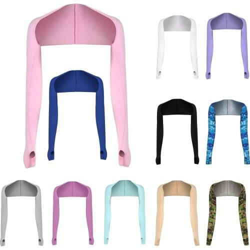 Multicolor Unisex Summer Long-Sleeved Sunscreen Shawl Arm Cover With Finger Holes Suitable For Golfing Fishing Outdoor Activitie