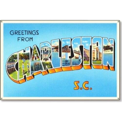 Retro tin paintings Greetins from Charleston Travel Tin Sign ,Charleston South Carolina Sc Old Retro Vintage Travel
