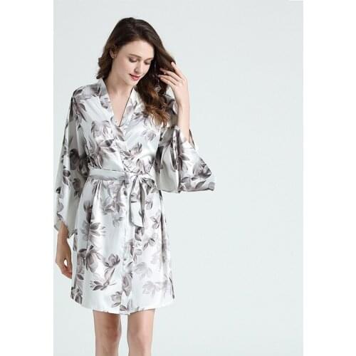 Sexy Ladies' Satin Robe Gown print Soft Nightgown Nightwear Kimono Bathrobe Sleepwear Wedding Bride Bridesmaid Robes