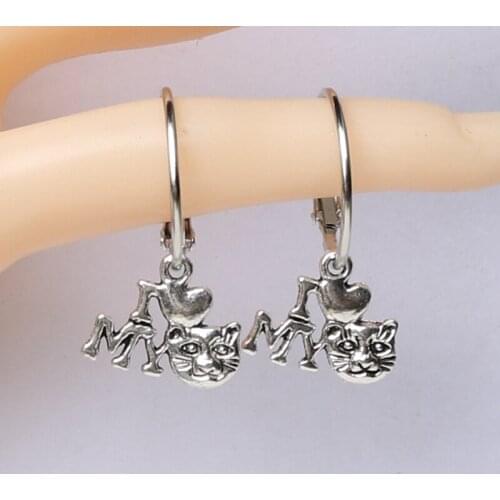 New Fashion Cute Cat hoop Earring I love my cat earrings Girls For Women Jewelry Gift