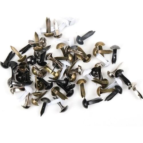 100pcs Mixed Round Metal Brad Studs Spikes Scrapbooking Embellishment Fastener Brads Crafts Pushpin Decoration 5x10mm