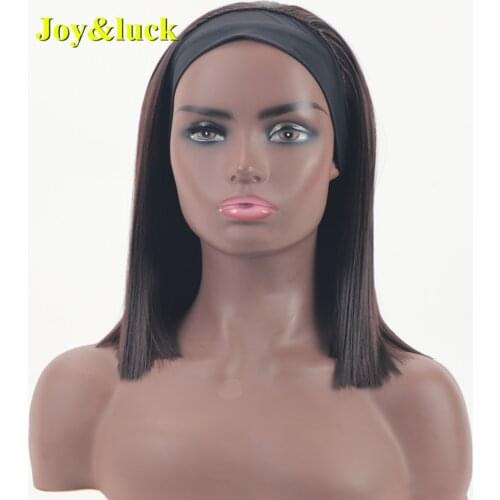 Synthetic Hair Womens Headband Wig Short Bob Natural Smooth Straight Wigs For African Black Women Daily Or Party Use Hair